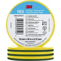 3M Isolatie Tape - 19mm breed - 0,152mm dik - 20 meter - Geel/Groen
