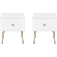 Hioshop Gaia nachtkastje 2 st met 1 lade wit.