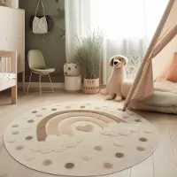 Paco Home Moderne kinderkamer tapijt Speelmat zacht 3D-effect Natuurlijke tinten 120 cm Rund