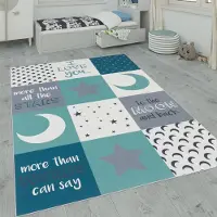 Paco Home Kindervloerkleed, Kindertijd Met Ster, Maan En Ruitmotieven 140x200 cm