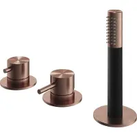 Hotbath Archie AR185 badrandcombinatie met staafhanddouche en 2-weg omstel geborsteld koper PVD