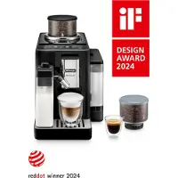 De'Longhi volautomatische koffiemachine Rivelia Onyx EXAM 440.55.B, voor bonen/poeder, 1450 W, tot 1,4 l/250 g, 2 bonenreservoirs, melkopschuimer, zwart