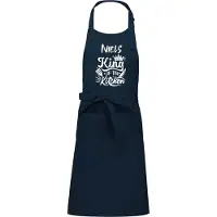 Kariban Keukenschort - Kookschort - Navy Blauw - (naam) King of the Kitchen - met voornaam naar keuze - 76 x 90 cm - Verjaardags cadeau - BBQ