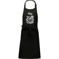 Kariban Keukenschort - Kookschort - Zwart - (naam) King of the Kitchen - met voornaam naar keuze - 76 x 90 cm - Verjaardags cadeau - BBQ