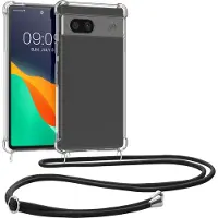 Kwmobile telefoonhoesje geschikt voor Google Pixel 8a - Hoesje met telefoonkoord - Back cover in transparant / zwart