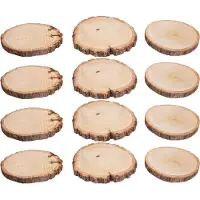 Rayher Hobby Materialen Rayher Decoratie boomschijf met schors - berkenhout - D11 cm - 12x stuks - Knutselen/hobby