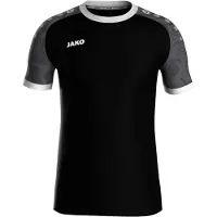 Jako Iconic SS Shirt Junior Zwart - Donkergrijs - Wit 164