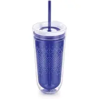 Zoku Hydration Travel drinkfles + rietje - blauw