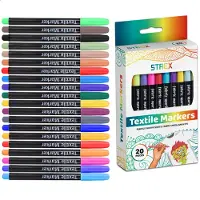 Strex Textielstiften - Textielmarkers - Permanent en wasbestendig - 20 stuks