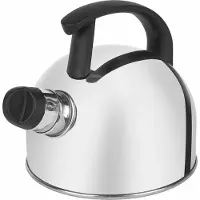 Tadar Kacper fluitketel voor op de camping gepolijst RVS zilver 1.5 Liter - geschikt voor alle warmtebronnen - perfect voor in de caravan op camper - reis fluitketel - makkelijk op te bergen