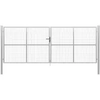 vidaXL Tuinpoort gegalvaniseerd staal 400x150 cm zilver