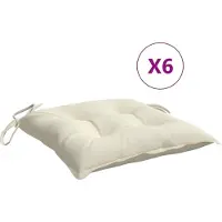 vidaXL Stoelkussens 6 st 40x40x7 cm stof crèmewit