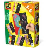 SES Creative - Ik leer scratchen - 6 scratch kaarten en houten kras pen - met hulplijnen