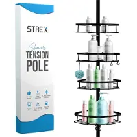 Strex Telescopisch Doucherek - 4 Laags - Verstelbaar 70-275 cm - Zwart