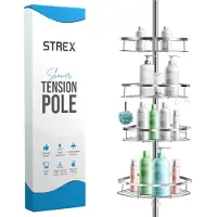 Strex Telescopisch Doucherek - Verstelbaar 70-275 cm - 4 Mandjes - Roestbestendig - Badkamer Rekje