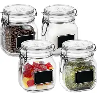 Bormioli Rocco 4x Luchtdichte potten transparant glas met krijtbordje 750 ml - Weckpotten