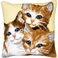 Vervaco - Kruissteekkussen kit - 3 Katjes - PN-0008506 - Borduren - Borduurpakket - Borduurpakket volwassenen - Borduurpakket kind