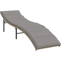 vidaXL Ligbed met kussen 55x199x50 cm poly rattan beige