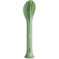 Koziol - Reisbestek, Bestekset van 3 Stuks, Mes, Vork, Lepel, Natuur Blad Groen, Organic Bio-Circular - Koziol Klikk P