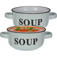 Excellent houseware Soepkommen/serveer schaaltjes - 2x - porselein - D13 x H7 cm - mintgroen