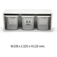 Qualy - Voorraadpot Voedselcontainer 0.6L “FLAT TOP Storage Jar Drawer Rack” W108 x L320 x H128 mm 932 gr Grijs