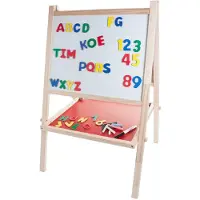 Longfield Schoolbord / Whiteboard van Hout – Dubbelzijdig Kinder Schoolbord – Educatief Speelbord met Magneten, Krijtjes & Wisser – Tekenbord & Leerbord – Engelhart
