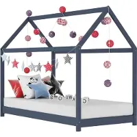 vidaXL Kinderbedframe massief grenenhout grijs 70x140 cm