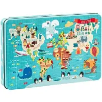 APLI Puzzle 24 pièces Mappemonde by Lily Lane Kids Boîte métallique