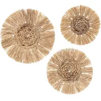 Atmosphera Wanddecoratie set raffia 3 stuks - Muur decoratie - set van 3 - Dia 25 / 30 / 36 cm