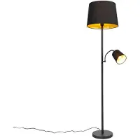 QAZQA Smart vloerlamp zwart met goud incl. Wifi A60 en E14 - Retro