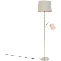 QAZQA Smart vloerlamp staal met grijze kap incl. Wifi A60 en E14 - Retro