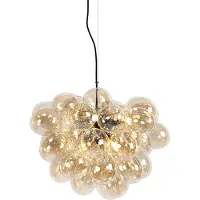 QAZQA Art Deco hanglamp zwart met Amber glas 8-lichts - Uvas