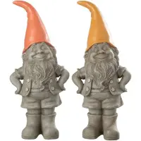 J-Line figuur Kabouter Punthoed - polyresin - mix - large - 2 stuks