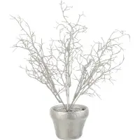 J-Line decoratie boompje In Pot Glitter - kunststof - zilver