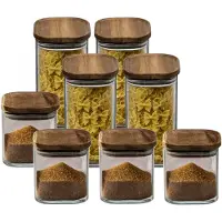Secret De Gourmet Set van 8x keuken voorraadbussen/potten glas 0.6 en 1.3 Liter inhoud - Voorraadpot