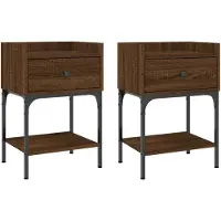 vidaXL Nachtkastjes 2 st 40,5x31x60 cm bewerkt hout bruin eikenkleur