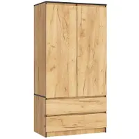 Akord Kleidingkast S90 met 2 Deuren en 2 Lades / Furniture Factory / Craft Eik / 90 x 180 x 51 cm
