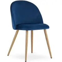 Leobert Set van 3 Stoelen BELLO - Donkerblauw Velvet, Zwarte Metalen Poten, Modern Design en Uitstekend Zitcomfort voor Woonkamer, Slaapkamer, Eetkamer of Kantoor, Max. 120 kg