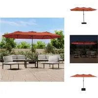 vidaXL - Parasol - dubbel - dak - met - LED - 449x245 - cm - terracottakleurig
