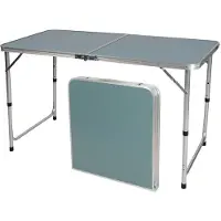 Sunnydays camping tafel - aluminium - opvouwbaar - blauw - L120 x B60 x H67 cm - Bijzettafels - Campingtafels