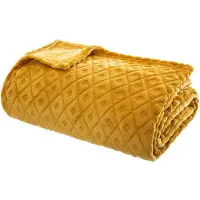 Dekoracja domu Plaid/bankdeken Monnet - okergeel - 180 x 230 cm - fleece - Plaids