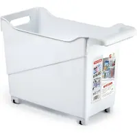 Forte Plastics Plasticforte opberg Trolley Container - wit - op wieltjes - L38 x B18 x H26 cm - kunststof - Opberg trolley