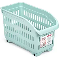Forte Plastics Plasticforte opberg Trolley Container - mintgroen - op wieltjes - L30 x B15 x H18 cm - kunststof - Opberg trolley