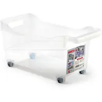 Forte Plastics Plasticforte opberg Trolley Container - transparant - op wieltjes - L38 x B18 x H18 cm - kunststof - Opberg trolley