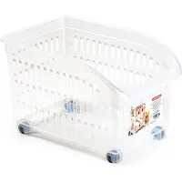 Forte Plastics Plasticforte opberg Trolley Container - transparant - op wieltjes - L30 x B18 x H19 cm - kunststof - Opberg trolley