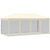 vidaXL - Partytent - inklapbaar - met - zijwanden - 3x6 - m - crèmekleurig