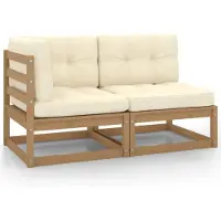vidaXL 2-delige Loungeset met kussens grenenhout honingbruin