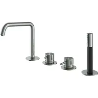 Hotbath Archie AR183 badrandcombinatie met staafhanddouche, 2-weg omstel en uitloop RVS316