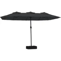 vidaXL Parasol dubbel dak met LED 449x265 cm zwart