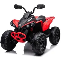Vrooomy Can-Am Renegade Elektrische Kinderquad 3 tot 7 jaar – Officieel Gelicentieerd 4x4 Accuvoertuig met Vierwielaandrijving & Schokdempers – Li-ion Quad met Bluetooth, Veiligheidsgordel & EVA Banden – Rood